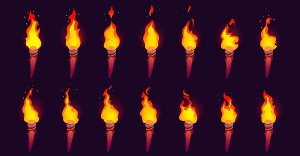 Free Vector, Fire flame burn flare torch hell fiery icons set isolated vector illustration