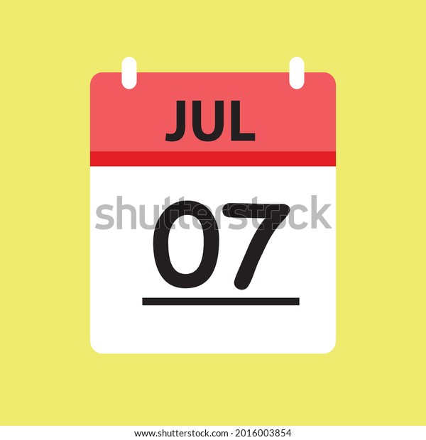 Calendar July 7 Icon Illustration Isolated Stock Vector (Royalty Free