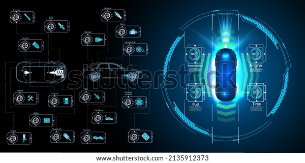 Car Interface Hud Gui Ui Style Stock Vector (Royalty Free) 2135912373 ...