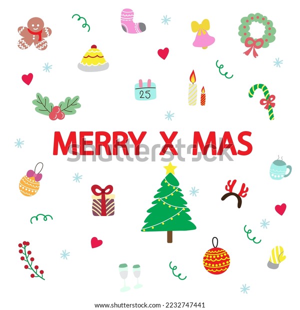 Cartoon Christmas Design Elements Isolated Stock Vector (Royalty Free ...