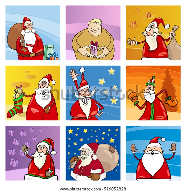 Cartoon Illustration Christmas Design Elements Greeting Stock Vector ...