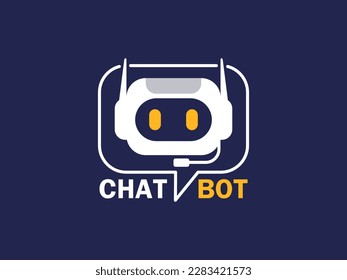 Chatbot Icon Logo On Blue Background Stock Vector (Royalty Free ...