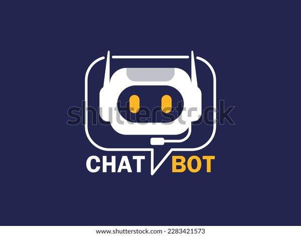 Chatbot Icon Logo On Blue Background Stock Vector (Royalty Free ...