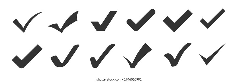 Set Marks Vector Tick Icons Black Stock Vector (Royalty Free ...