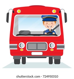 Cheerful bus driver Stock Vector