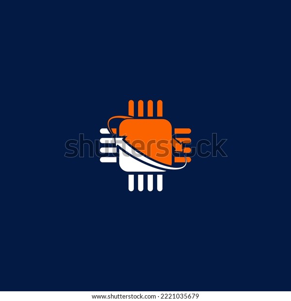 Chip Computer Chip Cpu Logo Design Stock Vector (Royalty Free