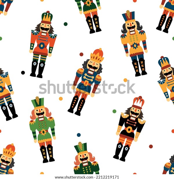 Christmas Vector Seamless Nutcracker Pattern Can Stock Vector (Royalty