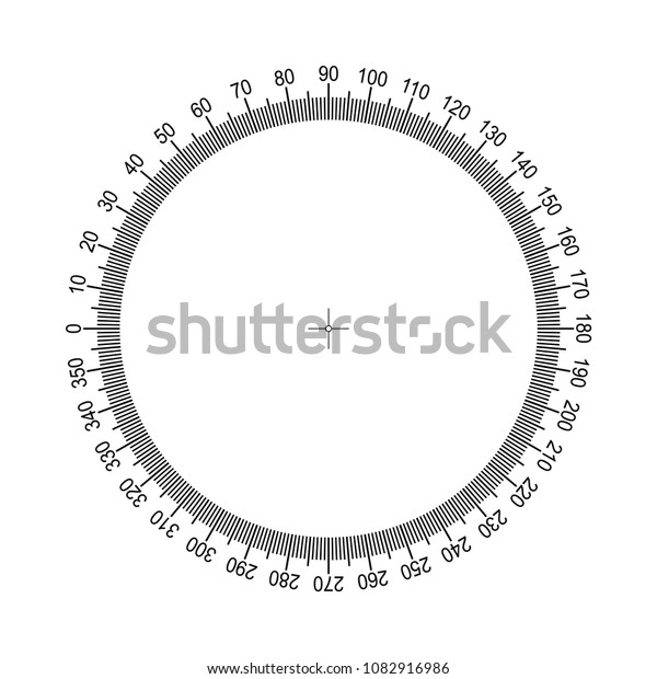 Circular Protractor Protractor Grid Measuring Degrees Stock Vector (Royalty Free) 1082916986