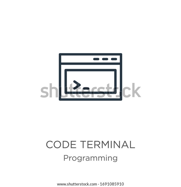 Code Terminal Icon Thin Linear Code Stock Vector (Royalty Free ...