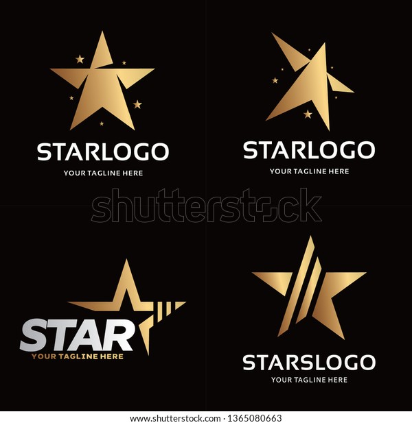 Collection Gold Star Logo Design Template Stock Vector (Royalty Free ...