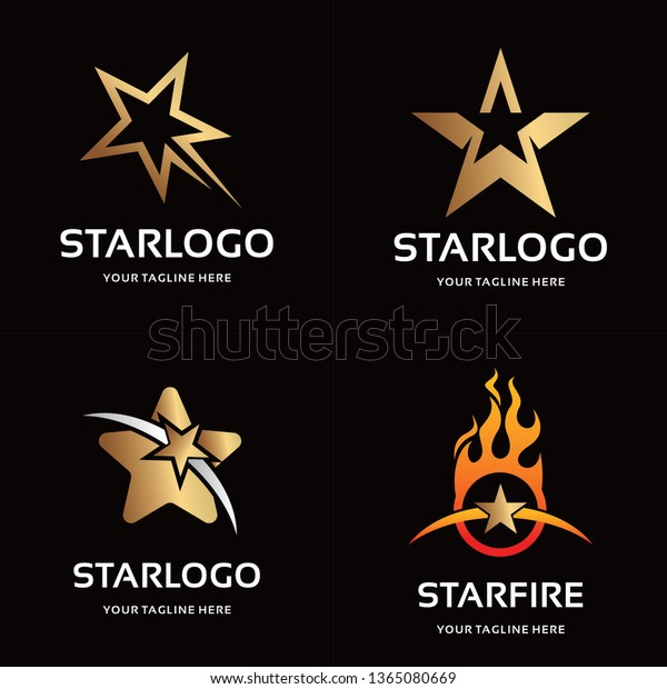 Collection Gold Star Logo Design Template Stock Vector (Royalty Free ...