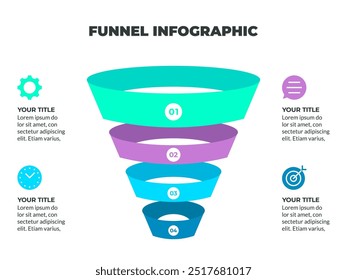 Colorful Funnel Process Infographic Representing Customer Stock Vector ...