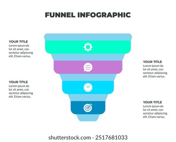 Colorful Funnel Process Infographic Representing Customer Stock Vector ...