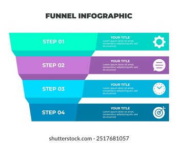 Colorful Funnel Process Infographic Representing Customer Stock Vector ...