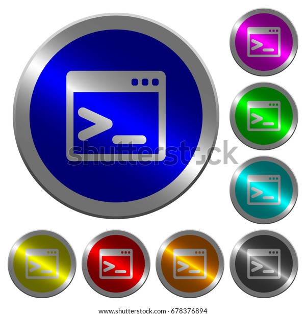 Command Prompt Icons On Round Luminous Stock Vector (Royalty Free ...