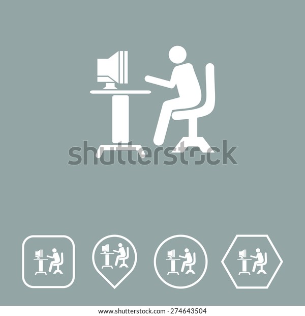 Computer Operator Icon On Flat Ui Stock Vector (Royalty Free) 274643504 ...