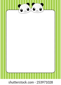 Cute Giant Pandas Page Border Frame: vector de stock (libre de regalías ...
