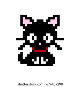 pixel art cat, pixelated, 32x32 pixels, black backgr