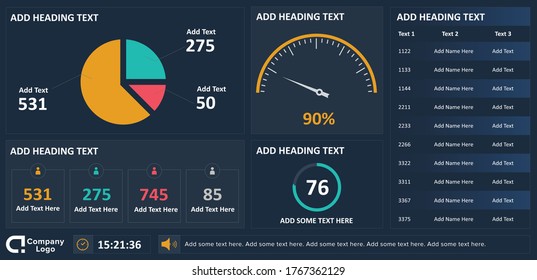 Dashboard Design Ui Template Simple Interface Stock Vector (Royalty ...