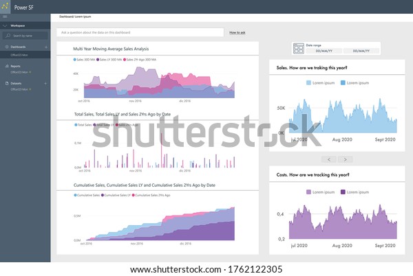 Data Visualization Dashboard 10 Graphs Tables Stock Vector (Royalty ...