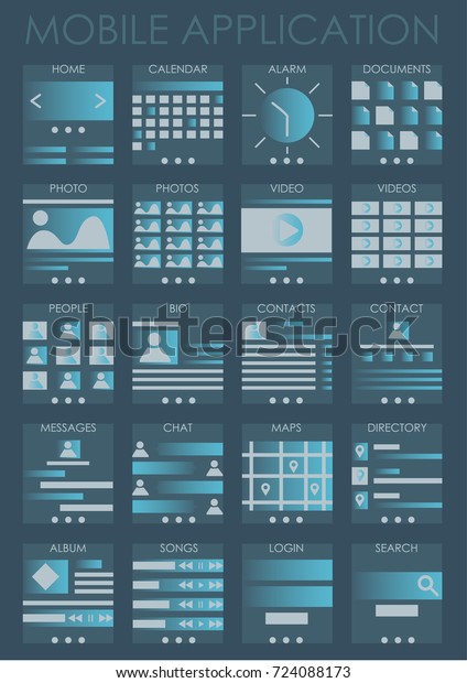 Different Ui Ux Gui Screens Flat Stock Vector (Royalty Free) 724088173 ...