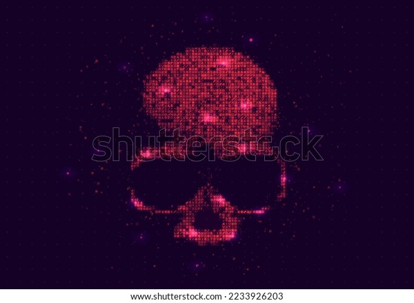 Digital Skull Constructed Programming Code Danger Stock Vector (Royalty ...