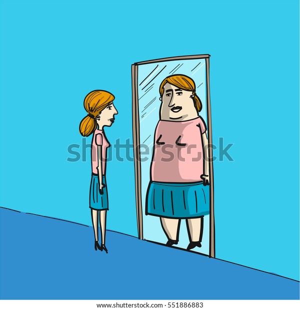 Distorted Self Image Conceptual Vector Illustration Stock Vector