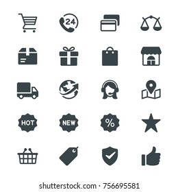 E-commerce glyph icons Stock Vector