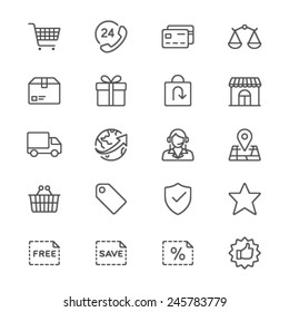 E-commerce thin icons Stock Vector