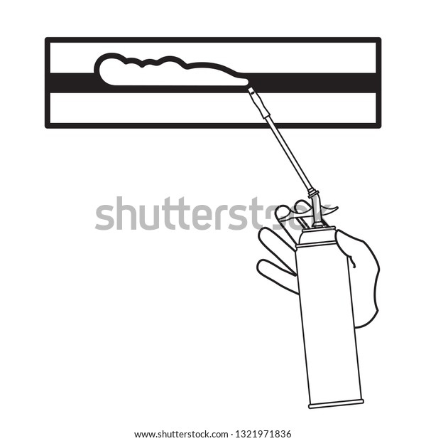 Expanding Foam Application On Horizontal Surface Stock Vector (Royalty