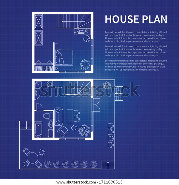 First Second Floor House Plan On: เวกเตอร์สต็อก (ปลอดค่าลิขสิทธิ์ ...