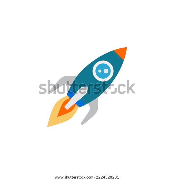 Flying Rocket Icon Color Isolated On Stock Vector (Royalty Free ...