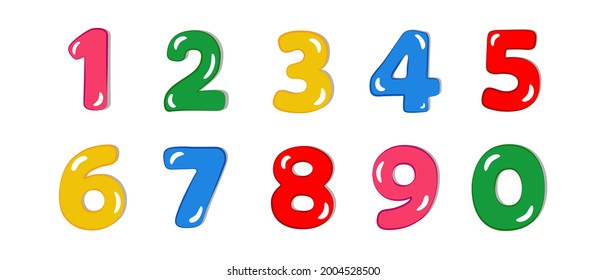 Funny, cartoon numbers for babys birthday.  Cute cards for study numbers at school and kindergarden. Stock Vector