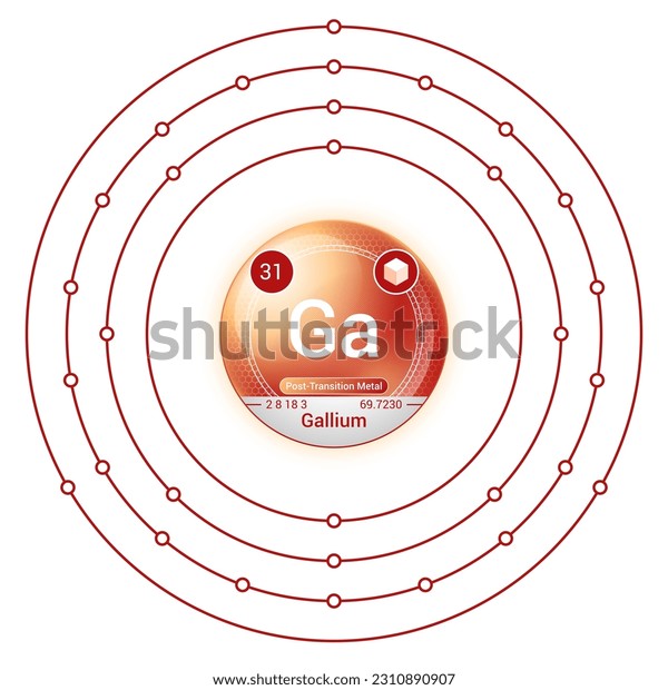 Gallium Ga Element Sphere Electron Shell Stock Vector