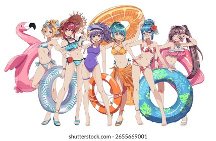 水着 アニメ」の242点のロイヤリティフリー画像、写真素材、絵