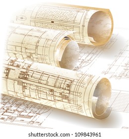 Grunge Architectural Background Rolls Drawings Your Stock Vector ...