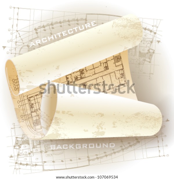 Grunge Architectural Background Rolls Drawings Vector Stock Vector ...
