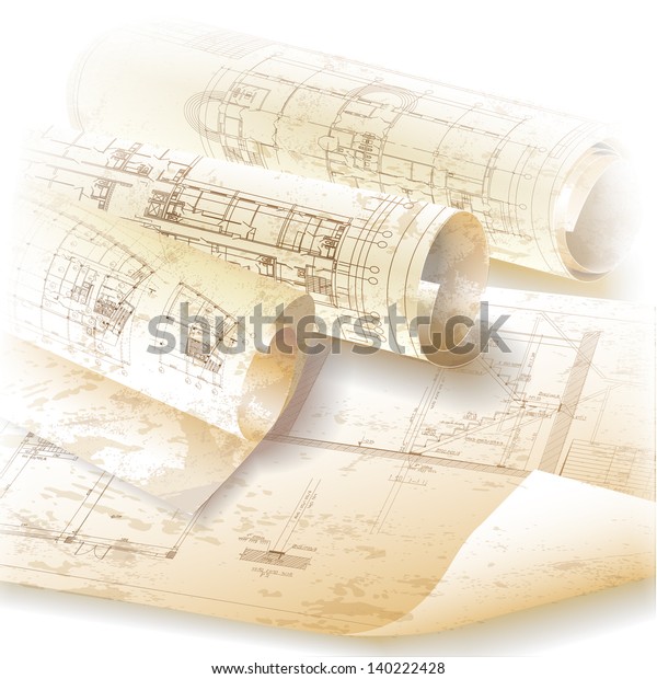 Grunge Architectural Background Rolls Drawings Your Stock Vector ...