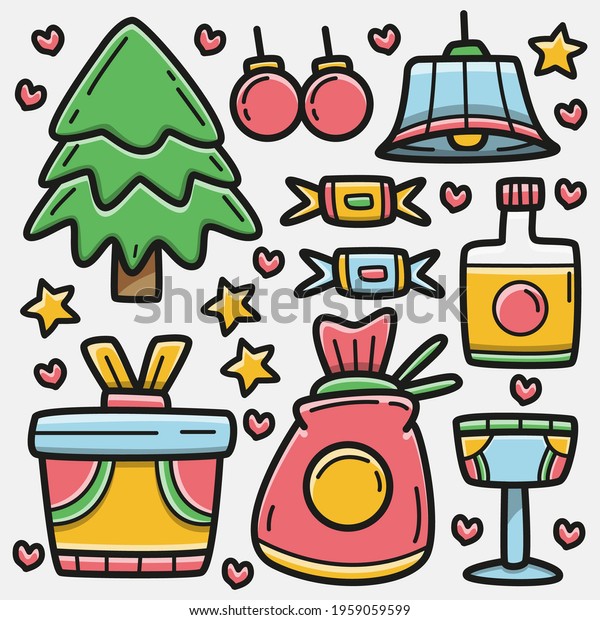 Hand Drawn Cartoon Christmas Design Stock Vector (Royalty Free ...