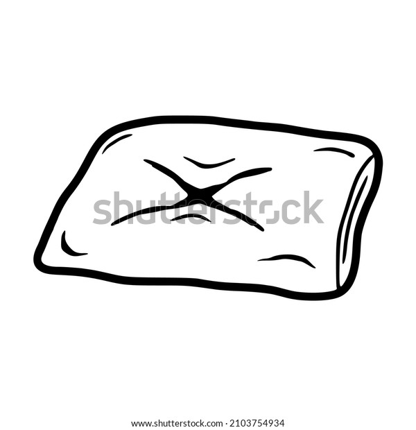 Hand Drawn Outline Single Pillow Icon Stock Vector (Royalty Free