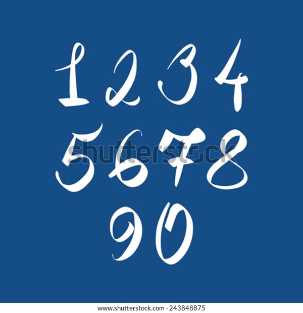 Handwritten Vector Numbers Modern Numbers Set Stock Vector (Royalty ...