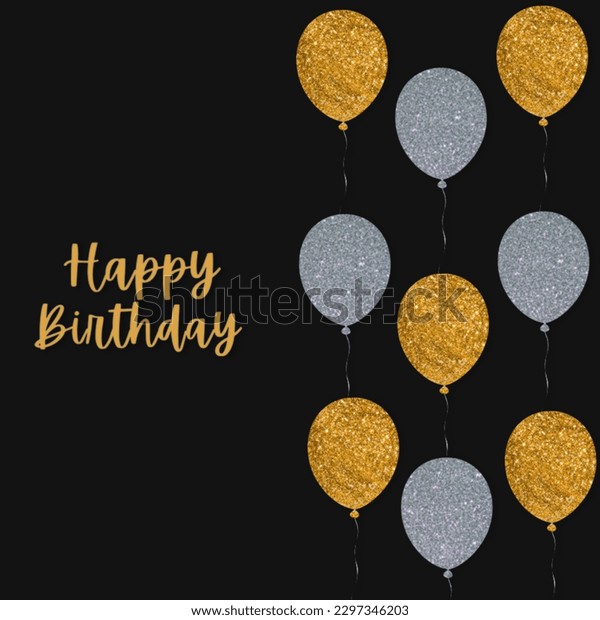 Happy Birthday Vector Illustration Golden Silver Stock Vector (Royalty