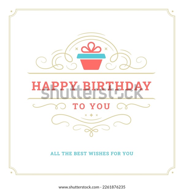 Happy Birthday You Vintage Greeting Card Stock Vector (Royalty Free