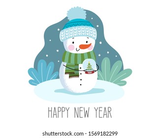 Happy New Year Snowman Clipart