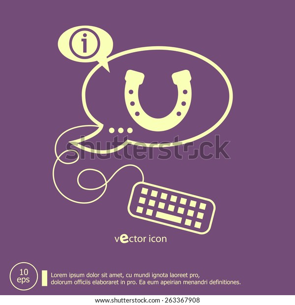 Horseshoe Keyboard Design Elements Line Icons Stock Vector (Royalty