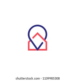 House vector logo, thine line monogram స్టాక్ వెక్టార్