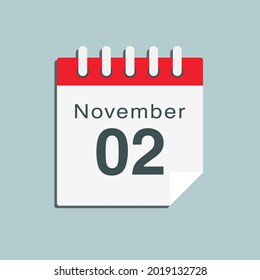 Icon Page Calendar Day 2 November Stock Vector (Royalty Free) 2019132728 |  Shutterstock