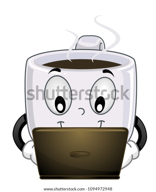 Illustration Java Coffee Mascot Smiling Programming Stock Vector ...