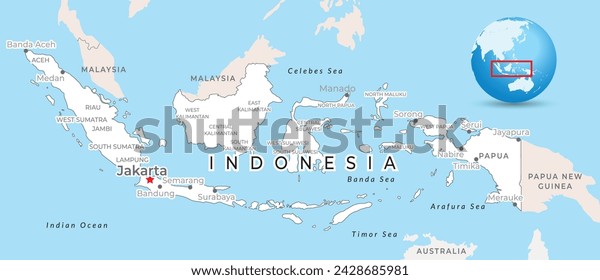 Indonesia Map Capital Jakarta Most Important Stock Vector (Royalty Free ...