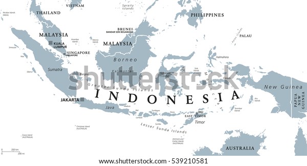 Indonesia Political Map Capital Jakarta Islands Stock Vector (Royalty ...